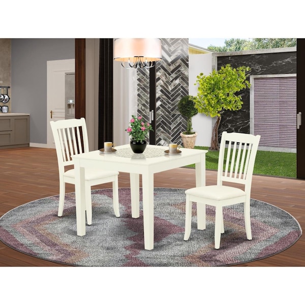 East West Furniture 3 Piece Oxford Dinette Set - Linen White OXDA3-LWH-C - main